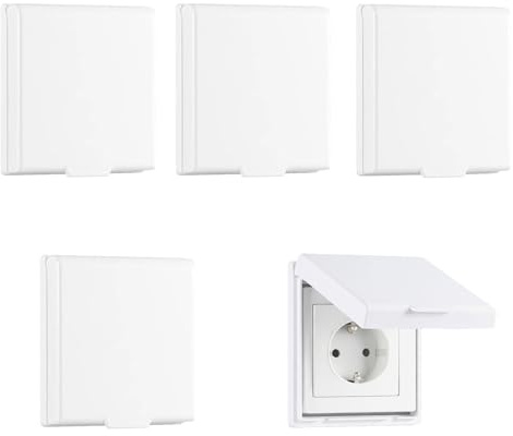 Cubierta para enchufes de 4 unidades, cubierta para interruptor de luz, cubierta de enchufe, cubierta para interruptor, cubierta blanca, impermeable, tapa para baño, jardín, cocina