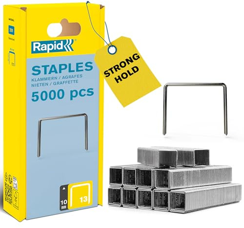 Rapid Tackerklammern Typ 13, 8 mm, 5.000 Stk. Feindrahtklammern | Galvanisierter Qualitätsstahl; präziser Anschnitt; kompatibel mit Typ 13 Tackern; für Holz, Stoffe und Leinwände; 8 mm Länge