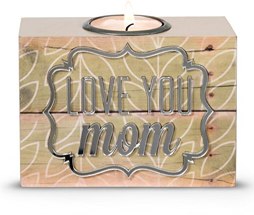 Pavilion Gift Company 31023 Love You Mom Tea Light Holder, Radiant Reflections, 4-1/2 by 3-1/4-Inch