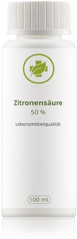 vitalundfitmit100 Zitronensäure 50% 100 ml – Lebensmittelqualität, HDPE-Flasche