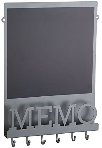 KitchenCraft Living Nostalgie Magnetische Notiztafel/Kreidetafel, Mini-Erinnerungstafel für Zuhause und Küche Tafel mit Schlüsselhakenhalter, in Geschenkbox, 43,5 x 30 cm – Grey/Black