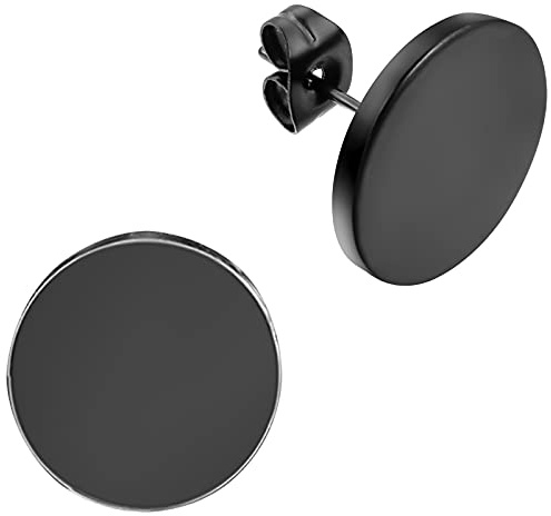 Flongo örhängen knapp, 3~14mm rostfria örhängen örhängen örhängen örhängen tunnel illusion avsmalnande cheater faux falska örhängen svart charm charm män, kvinnor örhängen