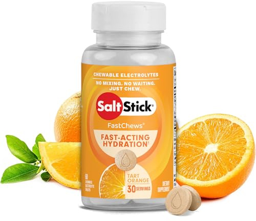 SaltStick Electrolyte FastChews - 60 Orange Chewable Electrolyte Tablets - Salt Tablets for Runners, Sports Nutrition, Electrolyte Chews - 60 Count Bottle