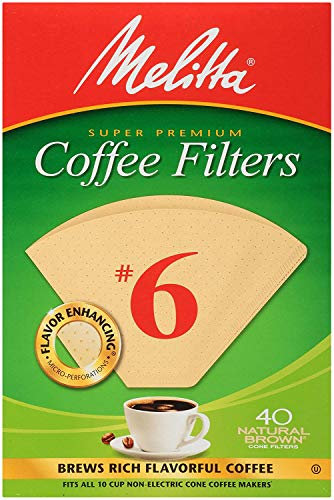 Melitta Cone Coffee Filters, White, No. 6, 40-Count Filters Pack of 2 (80 Filters Total)