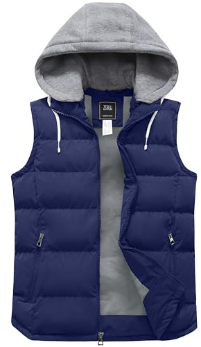 ZSHOW Gilet Imbottito Caldo Invernale Giacca Senza Maniche Spesso Giacca Outdoor Sportiva Cappotto da Esterno con Tasche Uomo Blu Scuro L