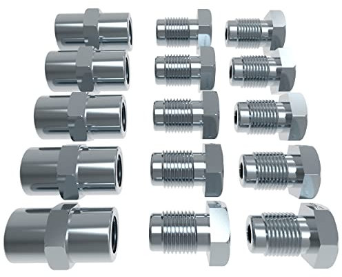 10x Verschraubung + 5x Verbinder für 4,75 mm Bremsleitung Bördel F M10 x 1 Profi Bremsleitungsverbinder SET DIN/ISO 1651 konform