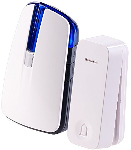CASAcontrol Türklingel mit Batterie: Batterie-Funkklingel mit kinetischem Funk-Taster, Licht & Ton (Klingel mit Batterie, Türklingel batteriebetrieben, Batteriebetriebene)