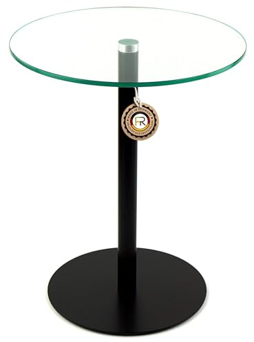 freeroom24 Designer Beistelltisch Glas Schwarz Matt 40x40x50cm - Wohnzimmertisch - Stabiler Couchtisch - praktischer Coffee Table rund - Kleiner Kaffeetisch - Glastisch - Sofatisch - Made in Germany