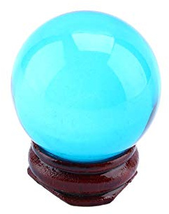 Clear Crystal Ball 40mm 1.6 Quartz Magic Crystal Sphere Meditation Spiritual Practice with Base Stand Blue