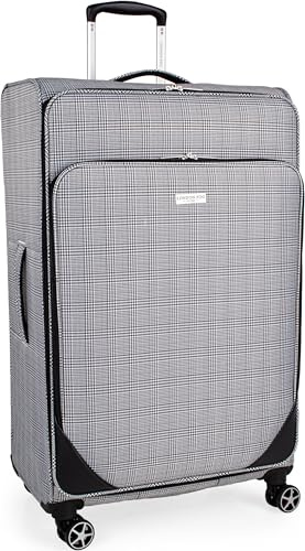 London Fog 30 Large Suitcase On 4 Spinner Wheels Soft Shell Travel Luggage | Larger Suitcases 30 Inch 95L Capacity, 80cm Size, Adjustable Handle, Soft Sided, Built For Longer Holidays And Family Travel