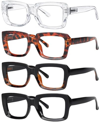 Eyekepper 4er Pack Damen Lesebrillen - Stilvolle quadratische Lesebrille für Damen +2,00