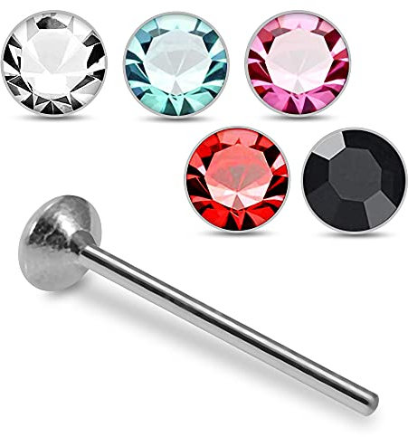 Monster Piercing 5 Stück Kristallstein rund Oben 22 Gauge 925 Sterling Silber gerade Ohrstecker Piercing Schmuck