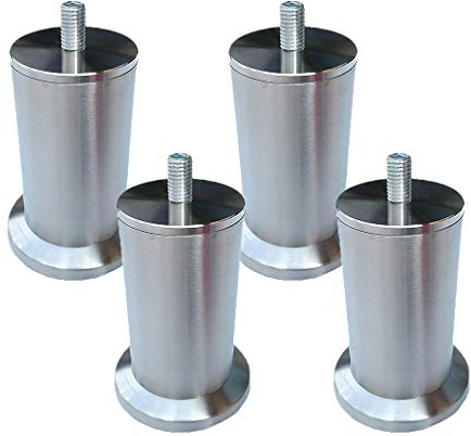 Möbelfüße Edelstahl Möbelbeine Metall Möbelfüße Runde Beine Möbelfüße Tisch Bett Schrank Sofa Beine Ersatzkabinettfüße 4er M8 Schraube(12.5cm)