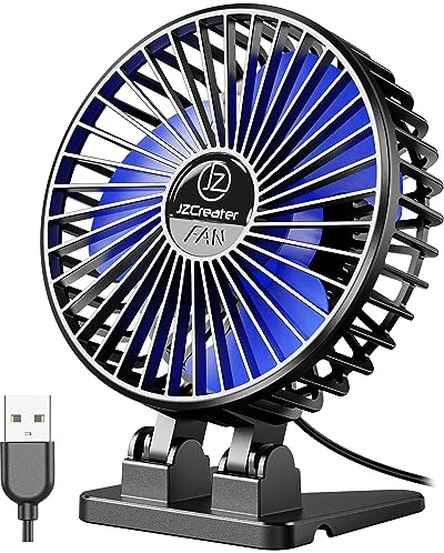 JZCreater Ventilador de escritorio USB, mini ventiladores portátiles, ventilador de refrigeración de mesa de escritorio de 3 velocidades, enchufe de alimentación, rotación de viento fuerte, personal