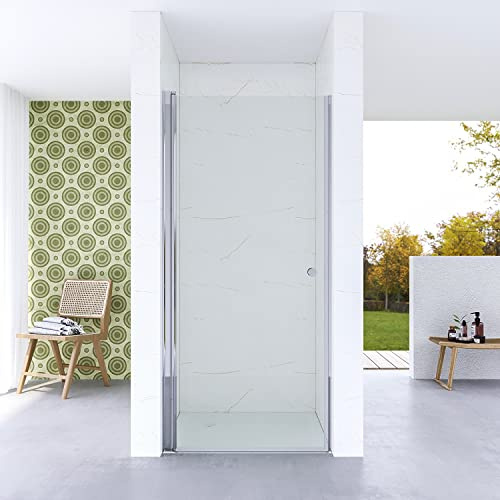Duschtür Glas in Nische 80 x 187 cm Nischentür Dusche Nischendrehtür rahmenlose Duschkabine Duschabtrennung Duschwand Glas ohne rahmen Innen- und Außenöffnung Hebe-Senk-Funktion Ebenerdige Montage