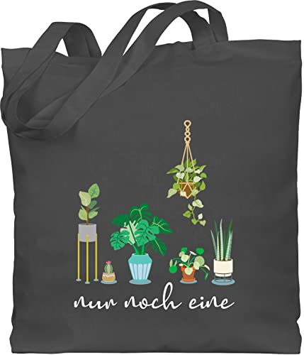 Baumwolltasche - Blumen & - Nur noch eine Verschiedene Pflanzen weiß - Unisize - Dunkelgrau - beutel mit blume pflanze stoffbeutel tote bag with flowers plant stofftasche baumwoll plants baumwolle