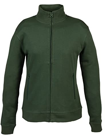 Niscioma Felpa da Lavoro Donna Zip Intera - Felpe Senza Cappuccio Tinta Unita Stampabili, Maglia Tuta Non Felpata Misto Cotone, Collo a Lupetto Zip Corta, Modello Geo