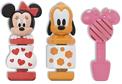 Clementoni - Disney Baby Minnie Construye y Juega - Juego de construcciones Infantil, para desarrollar la psicomotricidad Fina y Las Habilidades manuales- Juguete bebé 18 Meses (17842)