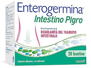 Enterogermina Fauler Darm, probiotische Milchferente, Präbiotika für Erwachsene – Nahrungsergänzungsmittel auf Basis von Probiotika und Pflanzenextrakten bei Verstopfung (20 Beutel mit Geschmack von
