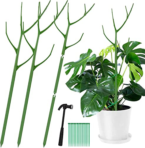 Verstellbare Zweig-Pflanzenstützenpfähle, 40 Zoll - 2er Pack Pflanzentrellis-Pfähle für Topfpflanzen: Grüne Baumzweig-Unterstützungspfähle für drinnen und draußen - Alternative für Topfpflanzen.
