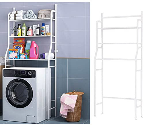 CLICLED YASTA Mobile Bagno Lavatrice Scaffale Salvaspazio sopra lavatrice 152x68x25 Mobile 3 Ripiani Portadetersivi Bianco Organizer Lavanderia
