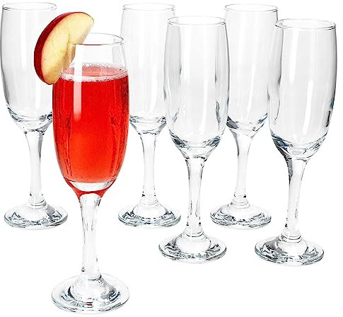MamboCat Imperial Lot de 6 flûtes à Champagne 180 ML I 6 Personnes I Flûte à Champagne avec Manche I Verre à Prosecco Transparent I Idéal pour vin Mousseux, Champagne, vin pétillant et Autres