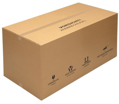 KK Verpackungen® Faltkartons, 2-wellig | 2 Stück, 1200 x 600 x 600 mm, Zweiwellige Versandkartons mit Höhenriller nach Fefco 0201 | Doppelwellige Kartons für den Paketversand