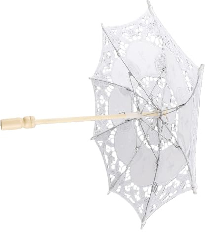Dioche Ombrellone in pizzo per comunione e matrimonio, accessorio da sposa per ragazza, decorazione per feste, fotografia di ballo (bianco)