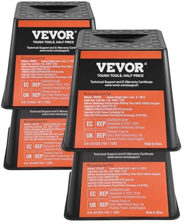 VEVOR Anhänger-Wagenheberblock Wohnmobil-Reisezubehör, 4er-Pack Wagenheber 2721 kg Kapazität pro Wohnmobil-Nivellierblock, für jeden Wagenheber, jeden Pfosten, jeden Fuß und jedes Sattelrad