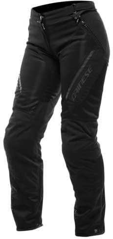 Dainese - Drake 2 Super Air Tex Pants Wmn, Belüftete Motorradhose, Stoff, für die Sommer-Saison, mit abnehmbaren Protektoren, Frau, Schwarz/Schwarz, 46