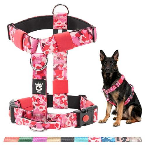 TSPRO Schweres Taktisches Hundegeschirr für Mittelgroße bis Große Hunde | Robustes Material, Schnellverschluss, Gepolsterter Griff, 3,8 cm Breit, Verstellbar, Zugfreies Design, Ideal für Spaziergänge