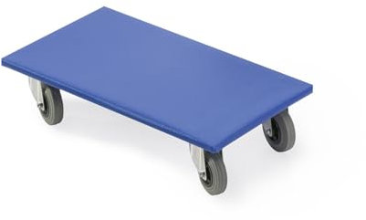 Möbelroller Holz, Rollen ø 100 mm Gummi, 480 x 720 mm, Anti-Rutschbelag, 500 kg, Blau