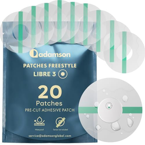 Protection Capteur Diabete - 20 x Patch Freestyle Libre 3 - Transparent, Durable, Sans Colle au Centre, Non Irritant, Facile à Appliquer et à Retirer - Idéal pour le Sport, Natation et au Quotidien