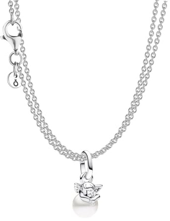 PANDORA Damen Schmuckset mit 2-reihiger Halskette Amor Silber 68627 | Romantische Geschenkidee, liebevolles Geschenk-Set für Frauen mit Kette und Perl-Anhänger
