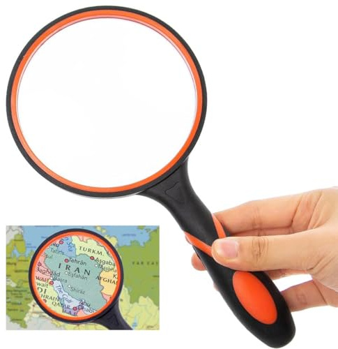 Loupe 5X 90 mm avec poignée antidérapante, loupe de poche incassable pour enfants, personnes âgées, lecture ou loisirs, insectes, entomophiles malvoyants