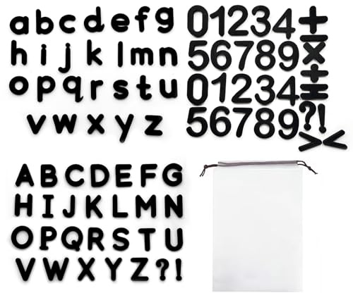 79 Pieces of Black Magnetic Letters, Magnet Toys, Number Magnets, Alphabet Refrigerator Magnets, Soft Foam Magnetic Letters Black ABC Educational Toy Set for Learning Spelling
