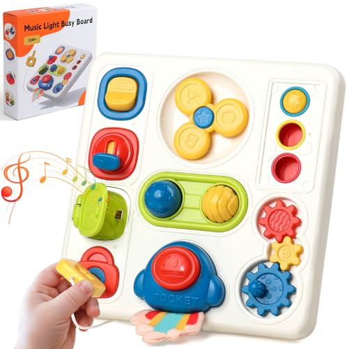 Montessori Spielzeug ab 1 Jahr Busy Board ab 1 Jahr mit Licht & Ton Kinderspielzeug ab 1 2 Jahr 8 IN 1 Sensorik Spielzeug 18 Monate Motorikspielzeug Baby Activity Board Geschenk für Jungen Mädchen