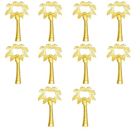 Cpolebev 10 Pièces Décapsuleur en Forme de Cocotier pour Cadeaux D'Invités de Mariage Souvenirs pour Cadeaux de Mariage Fournitures Doré