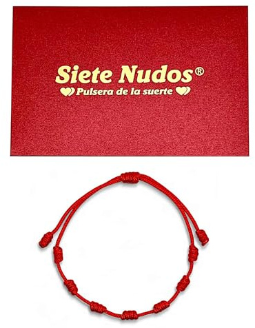 SIETE NUDOS® - Rött trådarmband mot det onda ögat - 7 chakra skydd negativ energi amulett lycka - originalgåva kvinna man par vänner, 11 cm till 28 cm, Nylon, Högkvalitativ produkt.