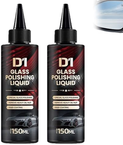 2pcs D1 Glass Polishing Liquid 150ml Car Glass Oil Film Remover, Windshield Cleaner Glass Polish Compound, Anti-Fog Hydrophobic Coating Spray for Windscreen Scratches, Wiper Marks & Oil Film