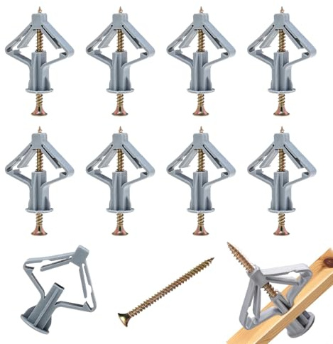 60 PCS Heavy Duty Anti-Rotational Expansion Fasteners, Plasterboard Wall Plugs, Screws And Wall Plugs Set, Anti-Rotation Expanding Plasterboard Screws, 35 * 13MM Drywall Cavity Wall Fixings