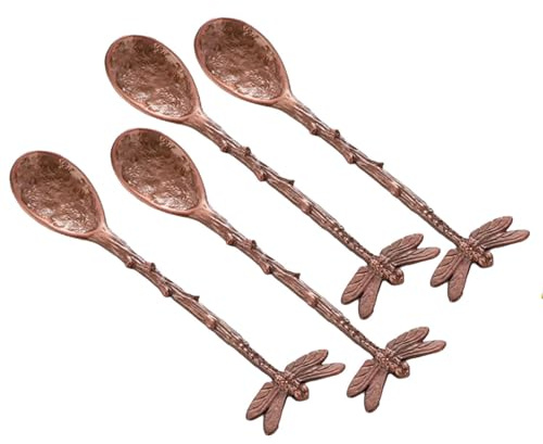 VTIDOBE Set Of 4 Sturdy Dragonflies Shape Teaspoons Decorative Water Drop Coffee And Teas Spoons With Long Handle Coffee Spoon