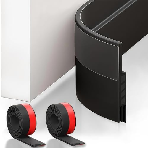 Draft Excluder for Doors, 2 Pack Door Draft Excluder Strip, Quick Installation, Soundproofing, Weather Stripping, Blocks Cold Air & Noise, for Interior & Exterior Use, Black, 39 L x 2 W