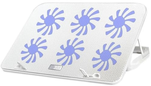 Laptop Cooling Pads laptop cooler stand 13-18Inch Gaming Laptop Cooler Six Fan Adjustable Wind Speed 2 Usb Port LED Light Notebook Cooling Pad Notebook Laptop Stand(White)