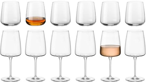 Bormioli Rocco Nexo Ensemble de Verres - 12pc Lavable au Lave-vaisselle Cuisine Eau Cocktail Jus Gin Vin Whisky Boire Verrerie Gobelets Set