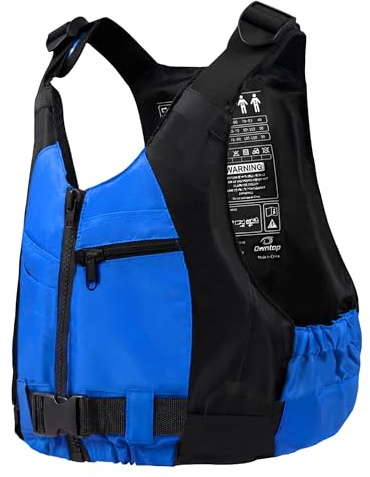 Owntop Schwimmhilfe für Erwachsene, Verstellbare 50N Auftriebsweste mit Taschen und Abnehmbarem Schrittgurt, Schwimmweste für SUP, Kajak, Angeln, Segeln & Kanu