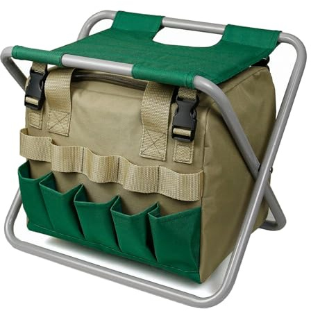 Riuulity Panca per Attrezzi da Giardino Sgabello Pieghevole Robusto per Comodi Lavori di Giardinaggio, Materiale Durevole in Tubo di Ferro in Tessuto Oxford, per gli Appassionati di Piante e gli