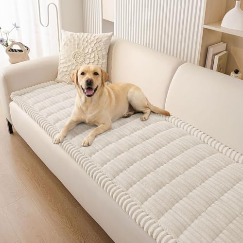 Homaxy Dicke Weiche Sofa überzug, Weiß, 70 x 150 cm | Waschbare Rutschfeste Couch überzug , Sofabezüge für Hunde, Haustiere und Kinder, 2 3 Sitzer Sofaüberwürf für das Wohnzimmer