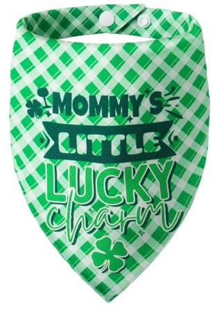 ICEMOOD 2-in-1 Hundehalstuch für St. Patrick's Day Dad/Mom Kleiner Glücksbringer - Doppelseitiges Karo-Halstuch mit Snap-Verschluss verstellbar, Hundeschal für mittlere & große Hunde (15-40 kg)