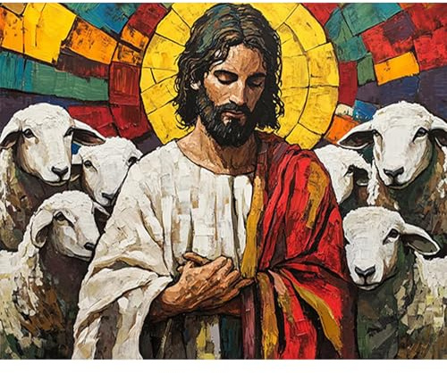 RICUVED Jesús Kit de Pintura por Números para Adultos - Jesús Pintura por Números con Lienzo 30x40cm, 3 Pinceles, Pinturas Acrílicas y Gancho Metálico - Ideal para Principiante